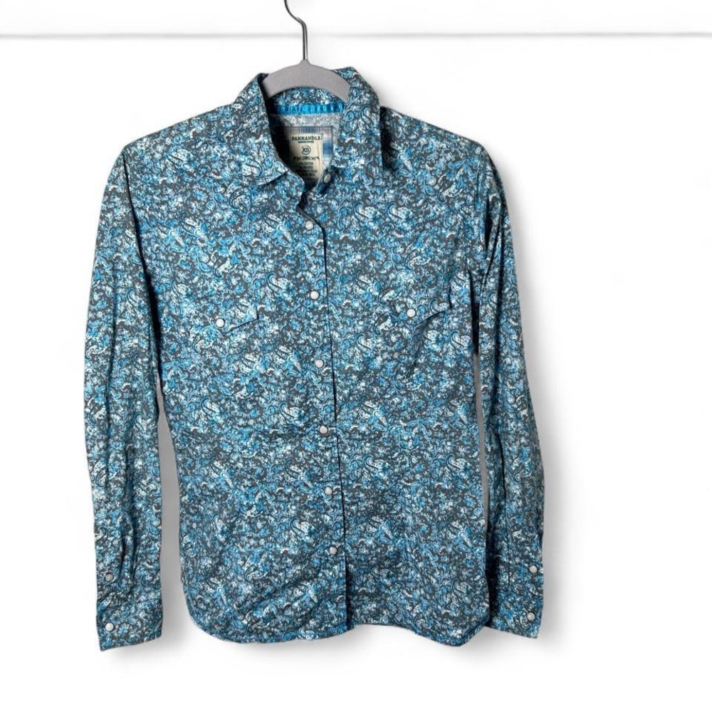 Panhandle blue paisley button up shirt Size XS #western #cowboy